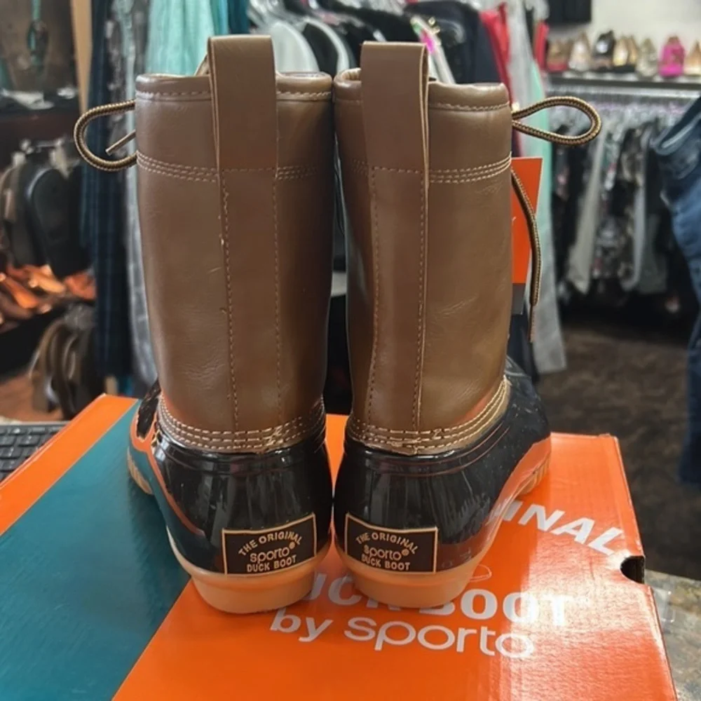NWT Sporto Ariel Duck Boots Women’s 6.5M Tan Brown Waterproof Rain Boots